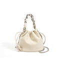 Women's Leather Drawstring Crossbody Bucket Bag