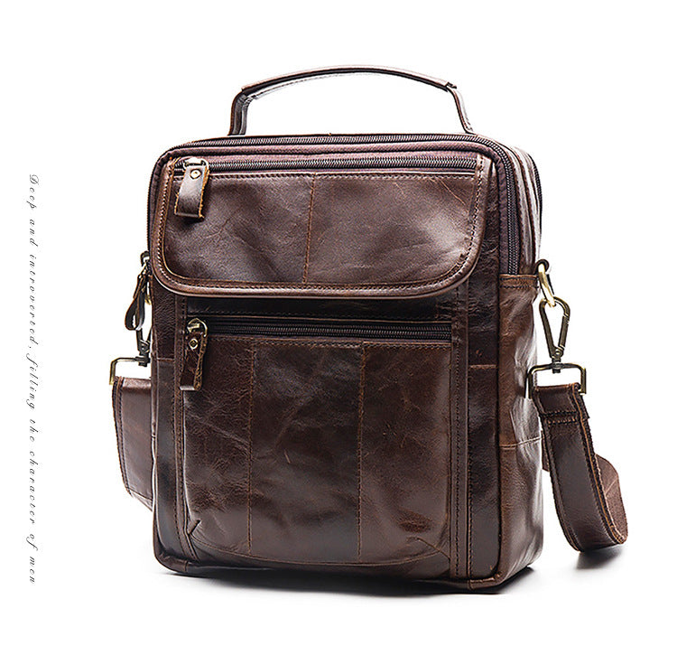 Men's Shoulder Bag in Top Layer Cowhide Leather